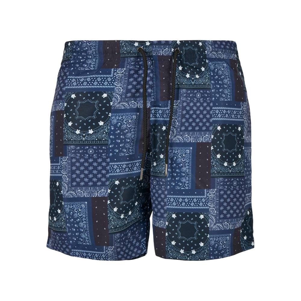 Urban Classics - Pattern navy bandana aop Swim shorts - Blue